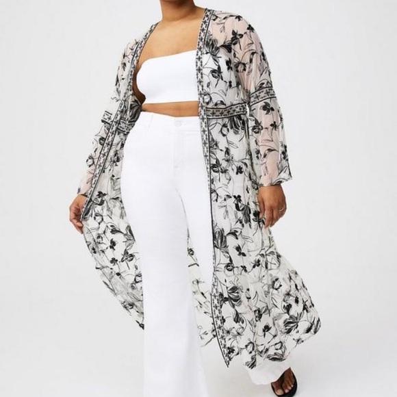 torrid Jackets & Blazers - #T265- NWT Torrid Embroidered Lace Mesh Sheer Kimono-2X